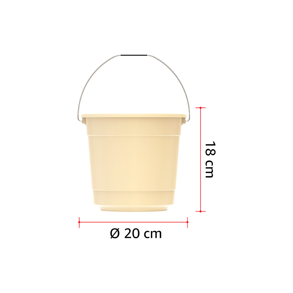 EX 3L Round Plastic Bucket with Steel Handle - Cosmoplast Qatar