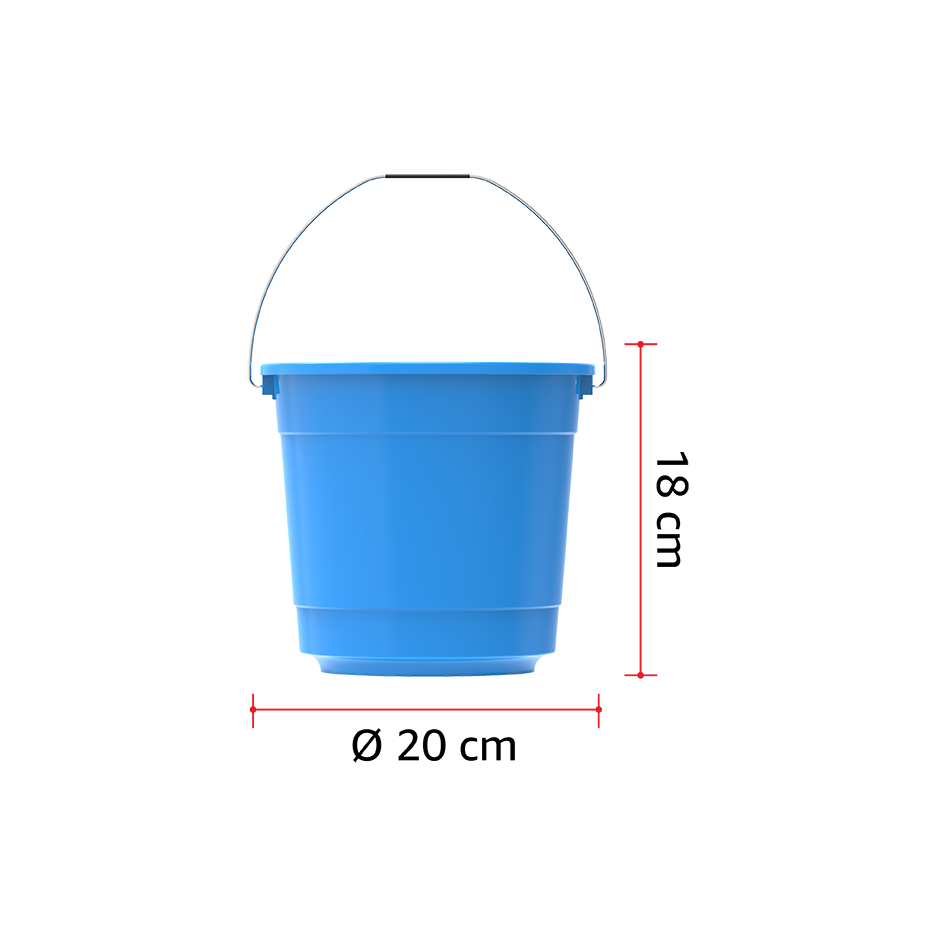 EX 3L Round Plastic Bucket with Steel Handle - Cosmoplast Qatar