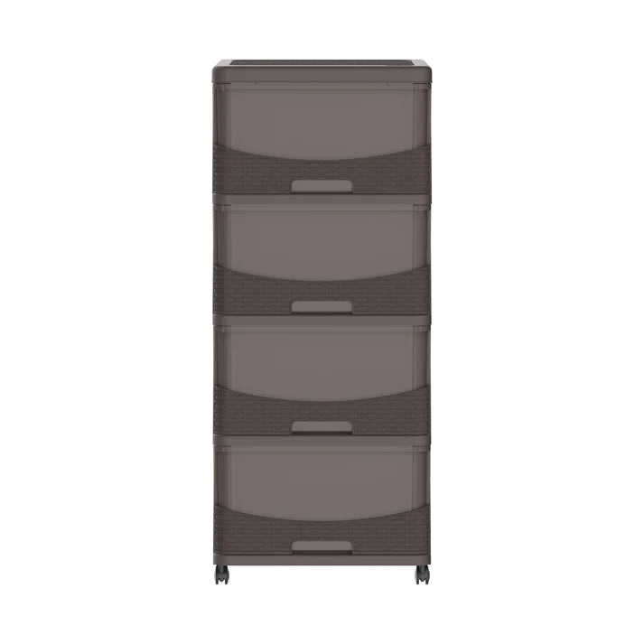 Cedarattan 4 Tiers Storage Cabinet with Drawers & Wheels - Cosmoplast Qatar