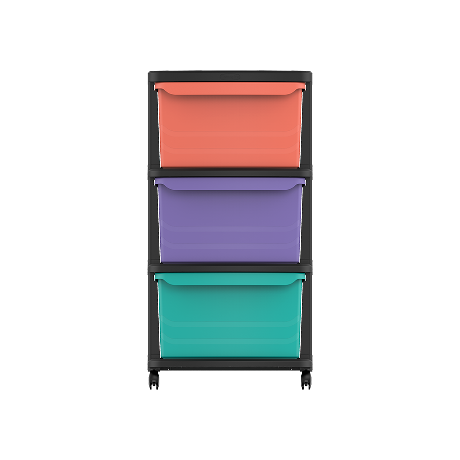3 Tiers Multipurpose Storage Cabinet with Wheels - Cosmoplast Qatar