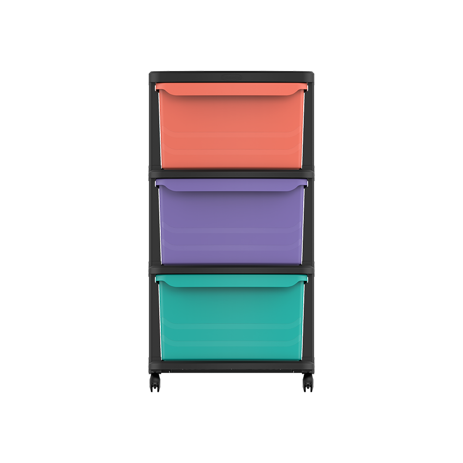 3 Tiers Multipurpose Storage Cabinet with Wheels - Cosmoplast Qatar