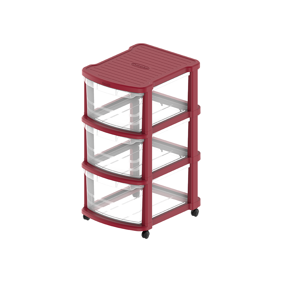 3 Tiers Multipurpose Storage Cabinet with Wheels - Cosmoplast Qatar