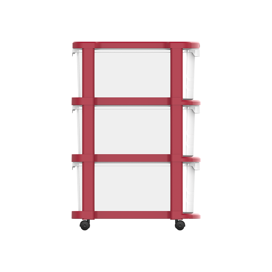 3 Tiers Multipurpose Storage Cabinet with Wheels - Cosmoplast Qatar