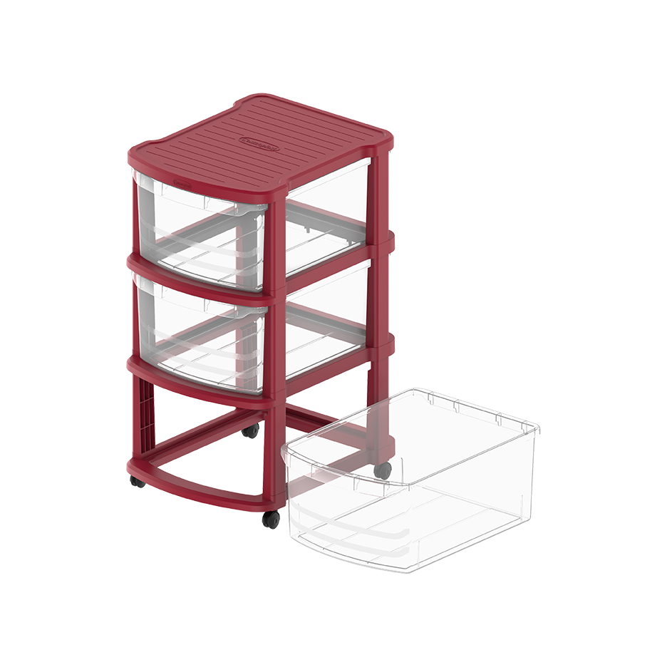 3 Tiers Multipurpose Storage Cabinet with Wheels - Cosmoplast Qatar