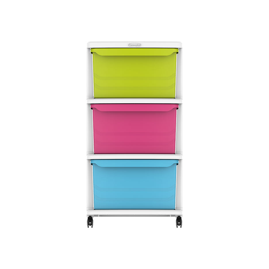 3 Tiers Multipurpose Storage Cabinet with Wheels - Cosmoplast Qatar