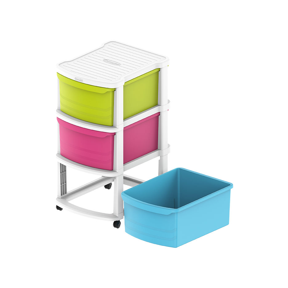 3 Tiers Multipurpose Storage Cabinet with Wheels - Cosmoplast Qatar