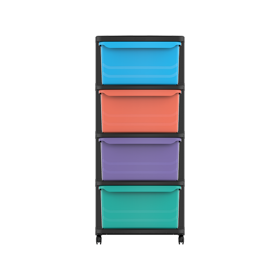 4 Tiers Multipurpose Storage Cabinet with Wheels - Cosmoplast Qatar