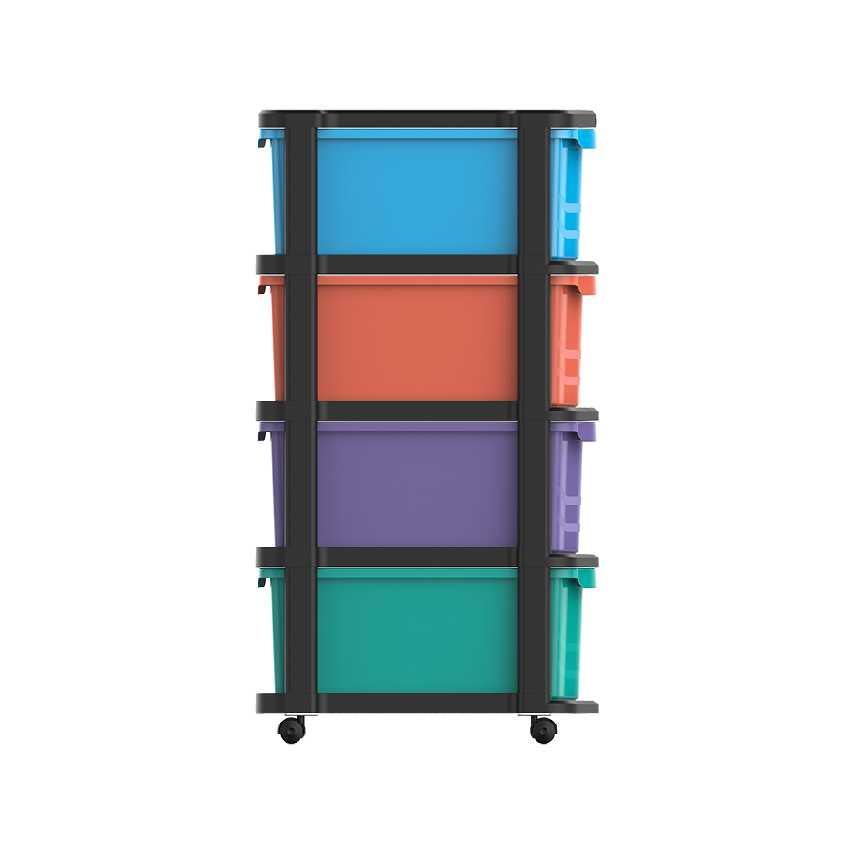 4 Tiers Multipurpose Storage Cabinet with Wheels - Cosmoplast Qatar