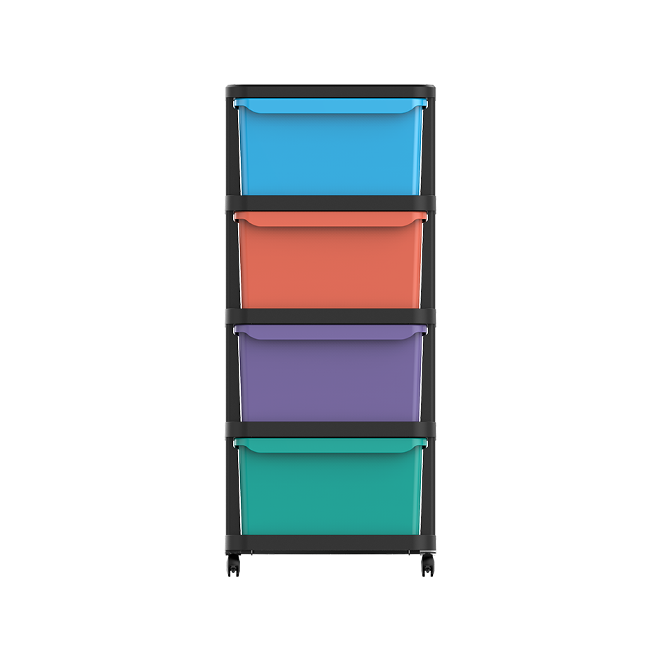 4 Tiers Multipurpose Storage Cabinet with Wheels - Cosmoplast Qatar