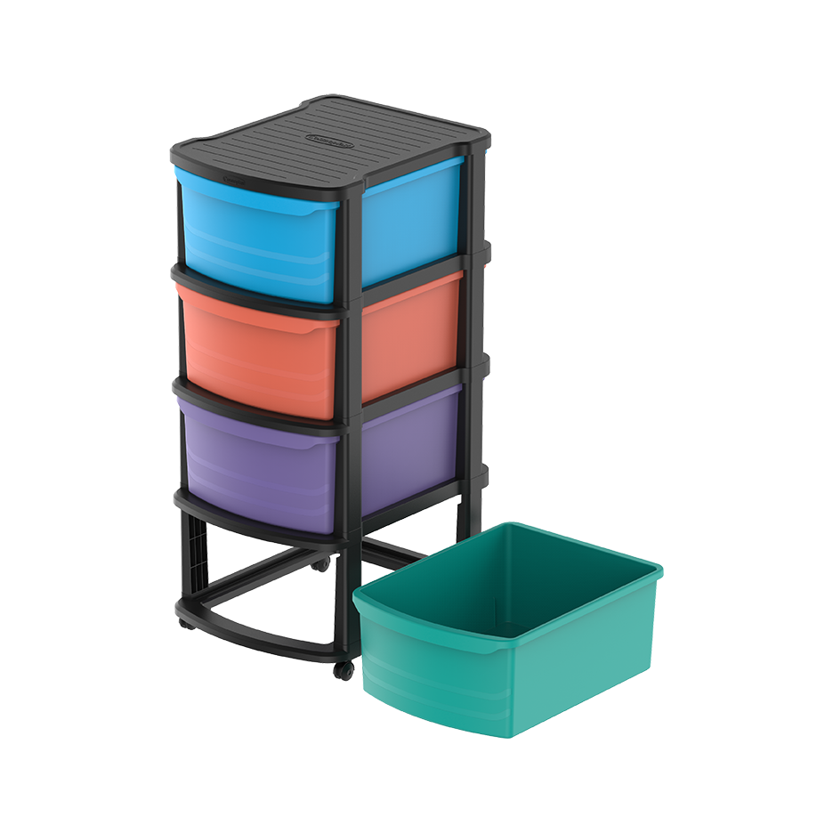 4 Tiers Multipurpose Storage Cabinet with Wheels - Cosmoplast Qatar