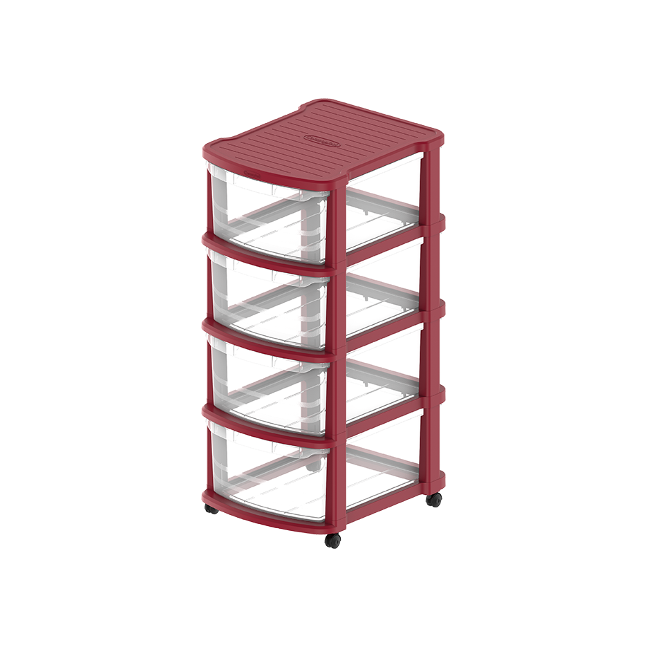 4 Tiers Multipurpose Storage Cabinet with Wheels - Cosmoplast Qatar