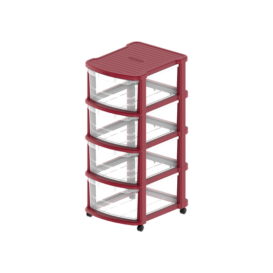 4 Tiers Multipurpose Storage Cabinet with Wheels - Cosmoplast Qatar