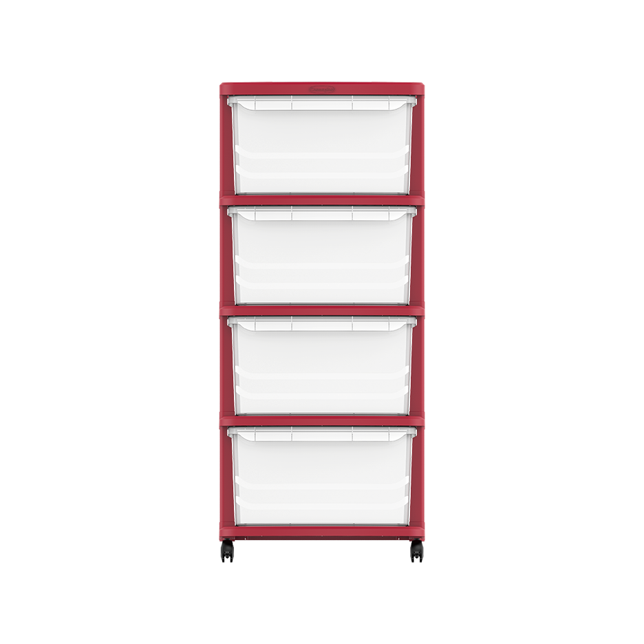 4 Tiers Multipurpose Storage Cabinet with Wheels - Cosmoplast Qatar