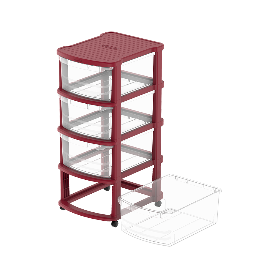 4 Tiers Multipurpose Storage Cabinet with Wheels - Cosmoplast Qatar