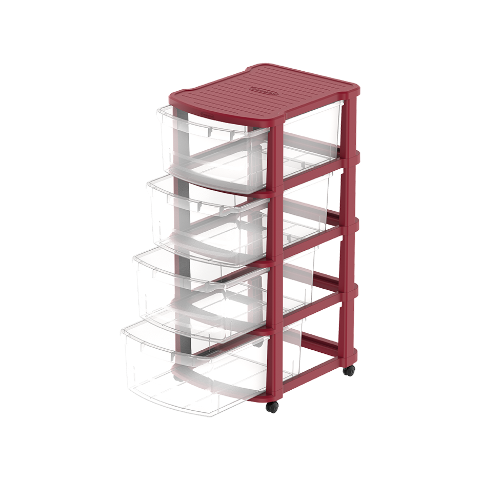 4 Tiers Multipurpose Storage Cabinet with Wheels - Cosmoplast Qatar