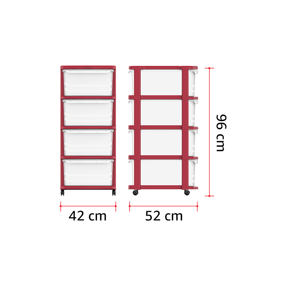 4 Tiers Multipurpose Storage Cabinet with Wheels - Cosmoplast Qatar