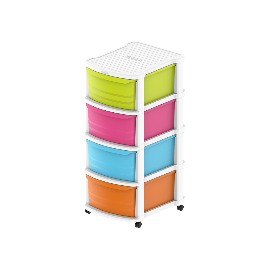 4 Tiers Multipurpose Storage Cabinet with Wheels - Cosmoplast Qatar