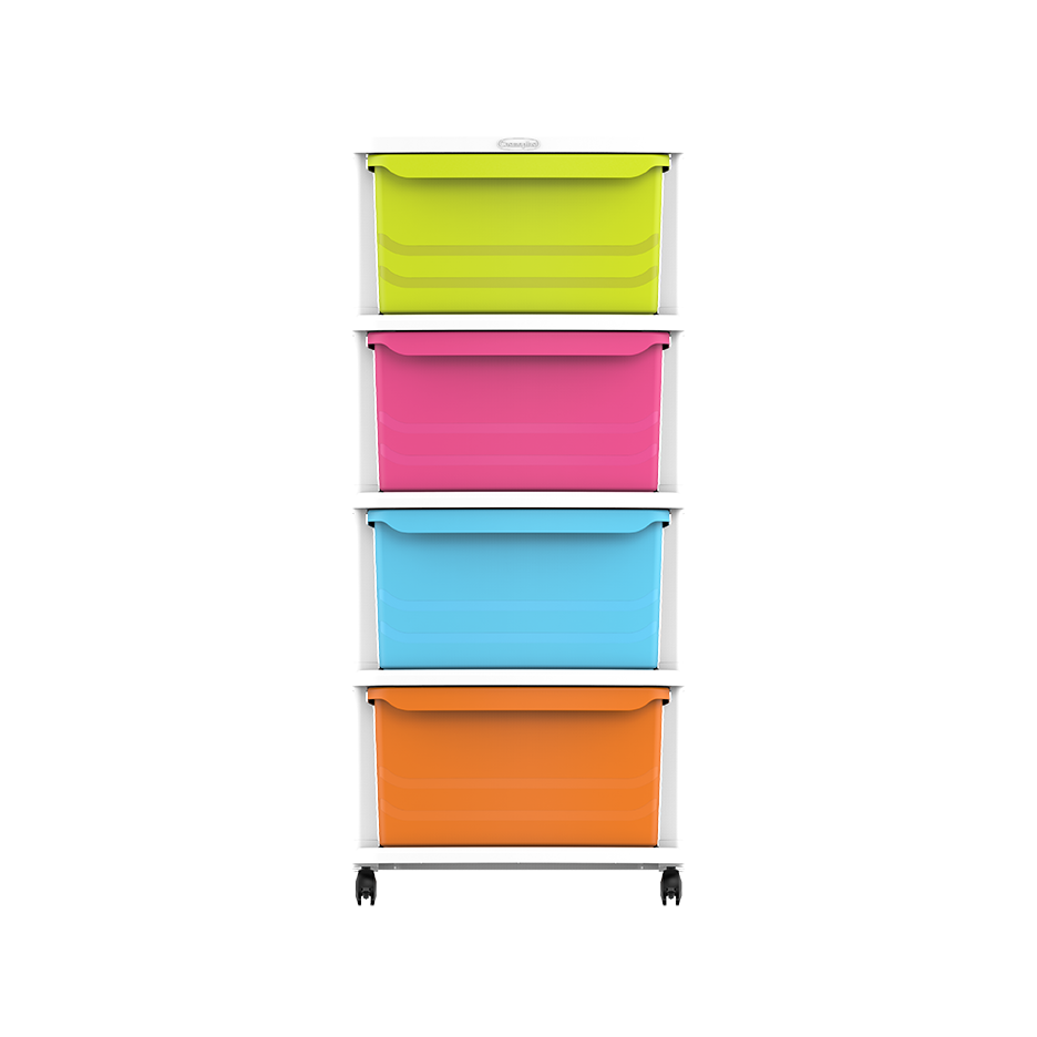 4 Tiers Multipurpose Storage Cabinet with Wheels - Cosmoplast Qatar