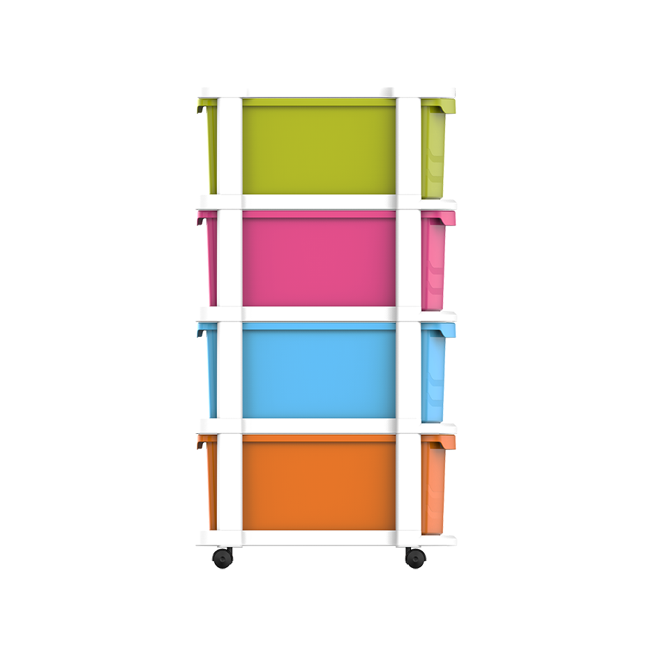 4 Tiers Multipurpose Storage Cabinet with Wheels - Cosmoplast Qatar