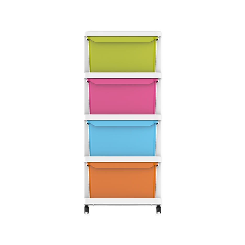 4 Tiers Multipurpose Storage Cabinet with Wheels - Cosmoplast Qatar
