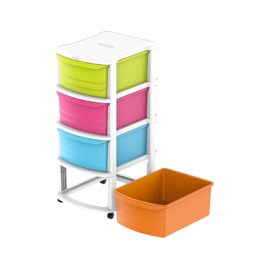 4 Tiers Multipurpose Storage Cabinet with Wheels - Cosmoplast Qatar