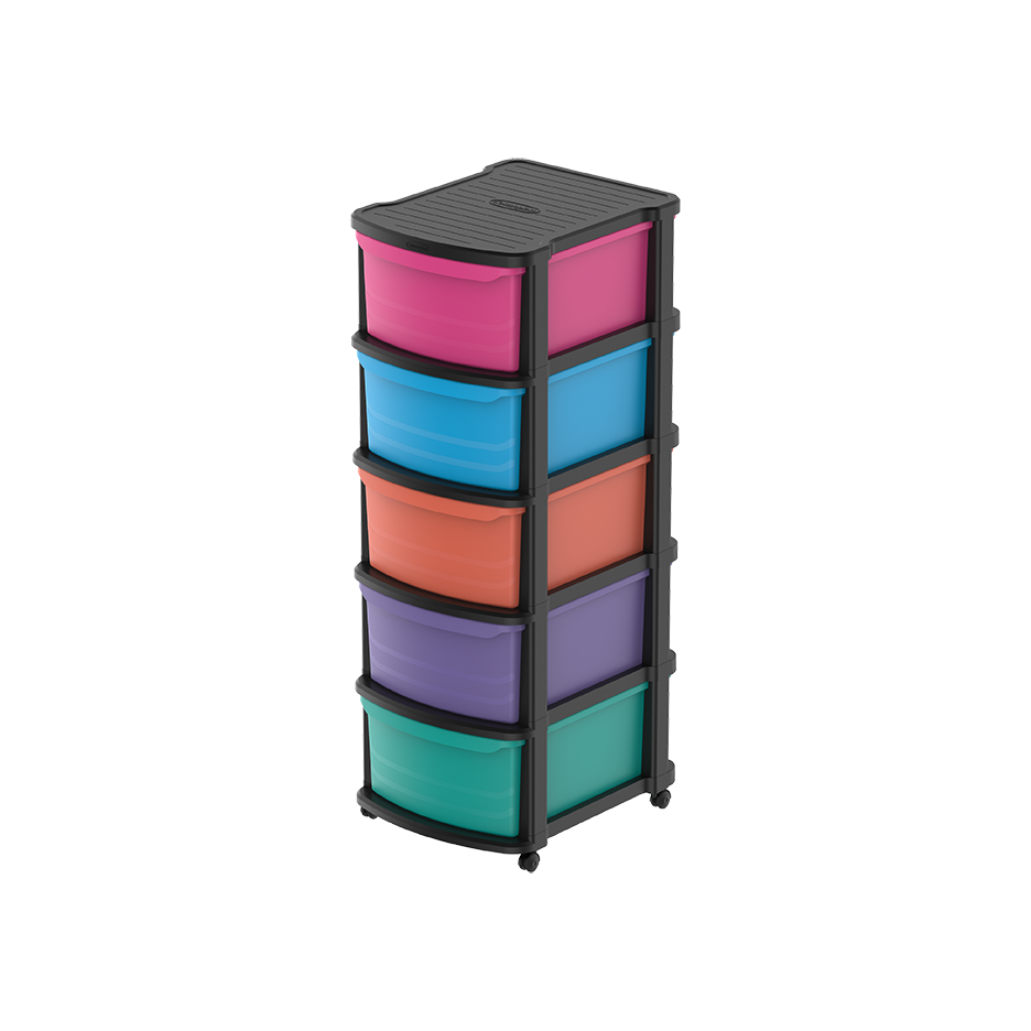5 Tiers Multipurpose Storage Cabinet with Wheels - Cosmoplast Qatar