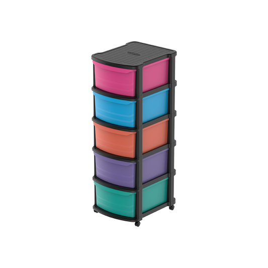 5 Tiers Multipurpose Storage Cabinet with Wheels - Cosmoplast Qatar
