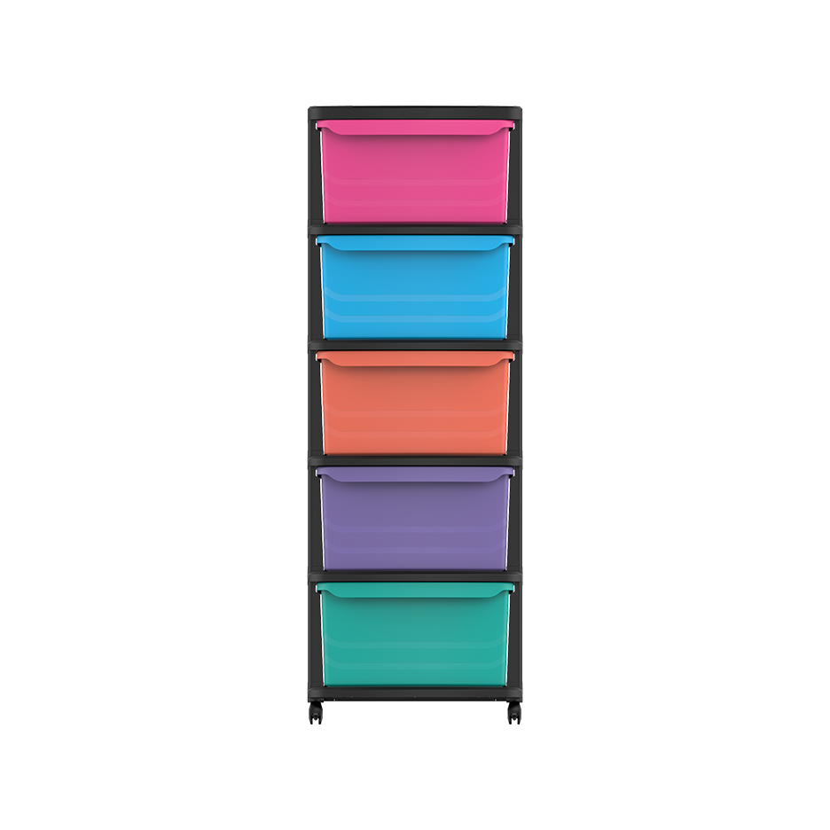 5 Tiers Multipurpose Storage Cabinet with Wheels - Cosmoplast Qatar