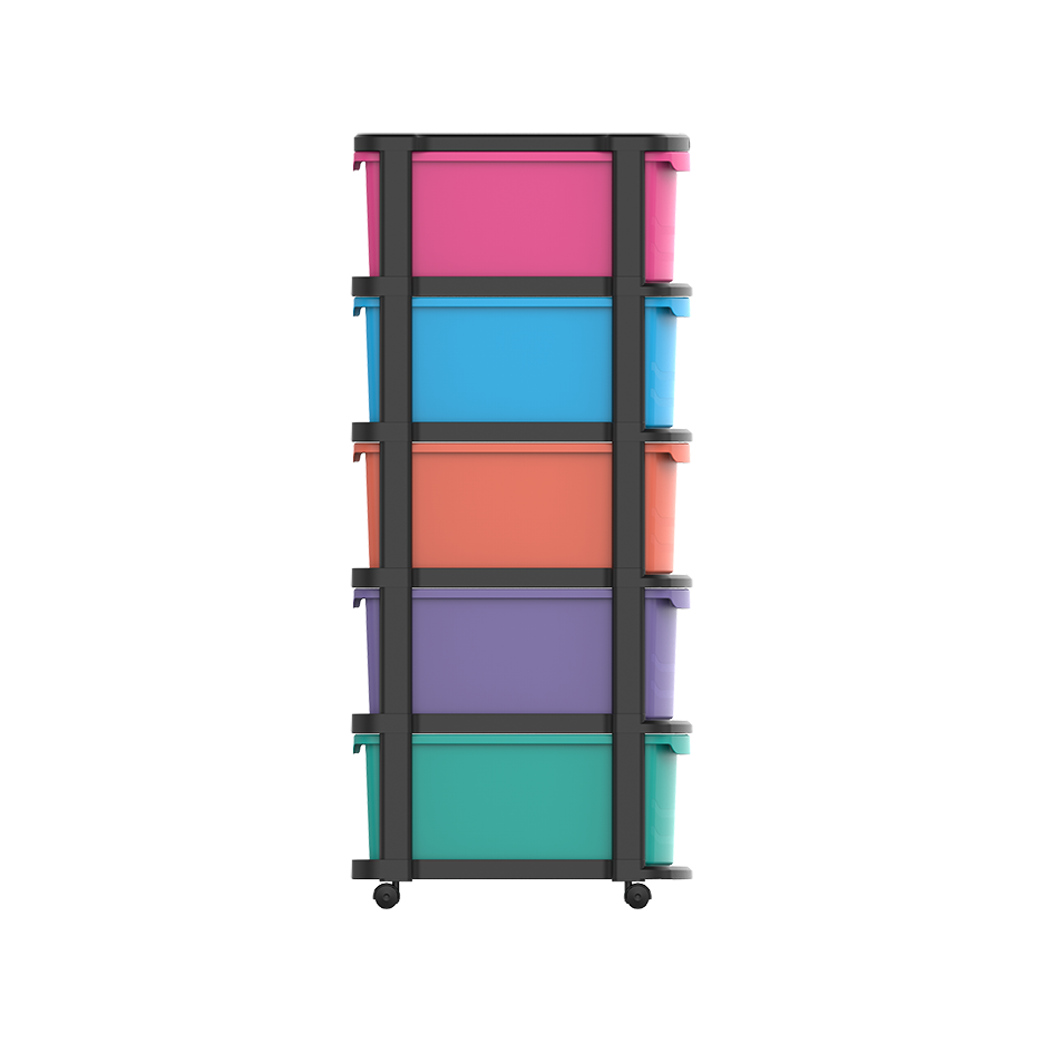 5 Tiers Multipurpose Storage Cabinet with Wheels - Cosmoplast Qatar