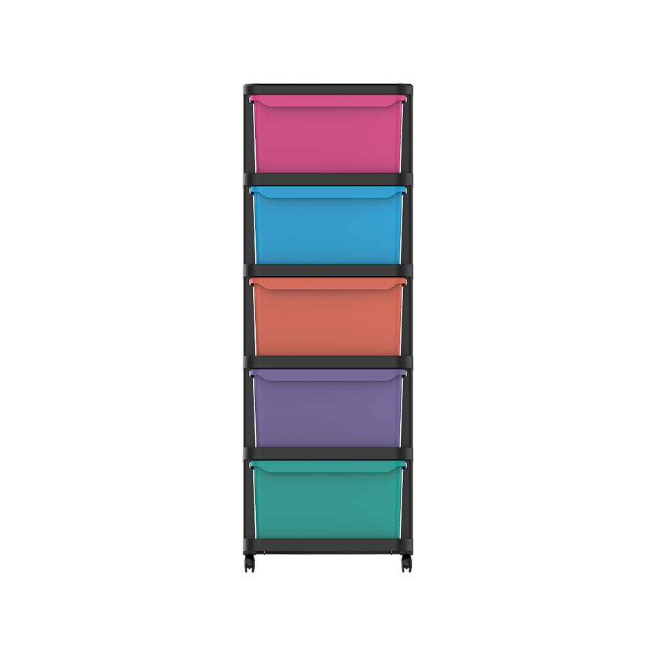 5 Tiers Multipurpose Storage Cabinet with Wheels - Cosmoplast Qatar