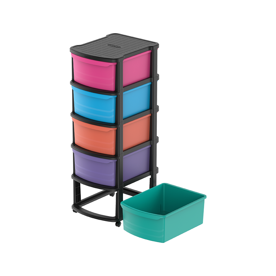 5 Tiers Multipurpose Storage Cabinet with Wheels - Cosmoplast Qatar