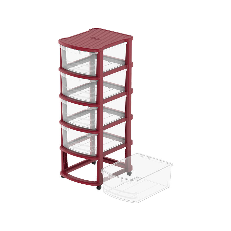 5 Tiers Multipurpose Storage Cabinet with Wheels - Cosmoplast Qatar