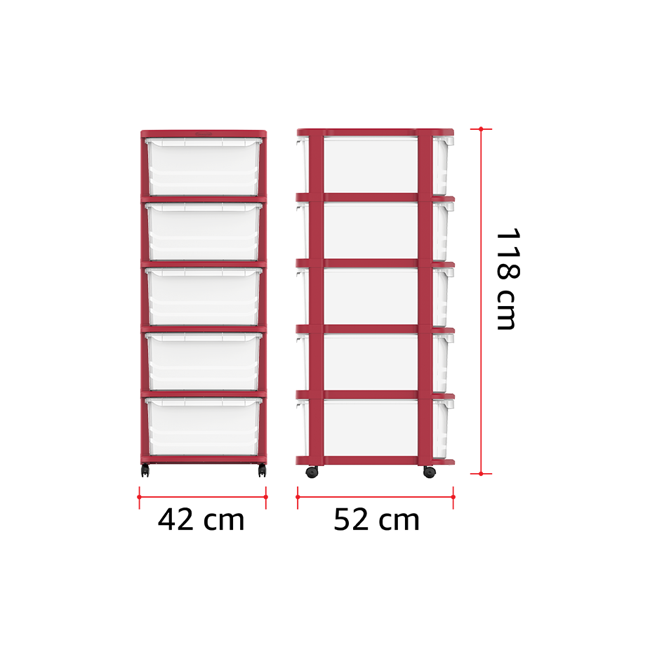 5 Tiers Multipurpose Storage Cabinet with Wheels - Cosmoplast Qatar