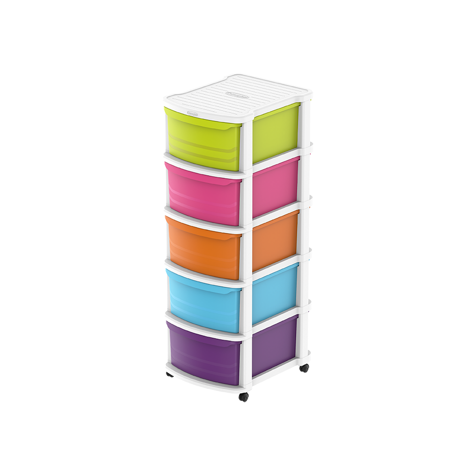 5 Tiers Multipurpose Storage Cabinet with Wheels - Cosmoplast Qatar