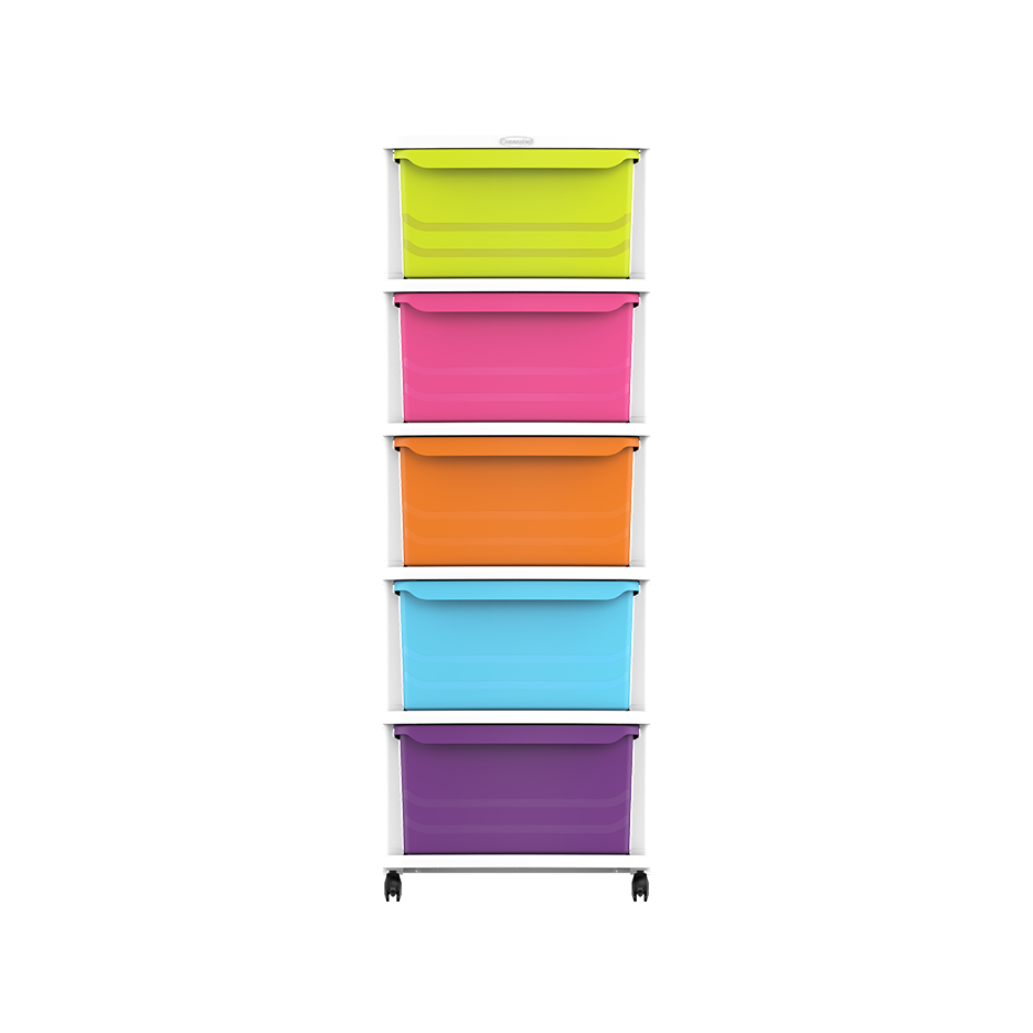 5 Tiers Multipurpose Storage Cabinet with Wheels - Cosmoplast Qatar