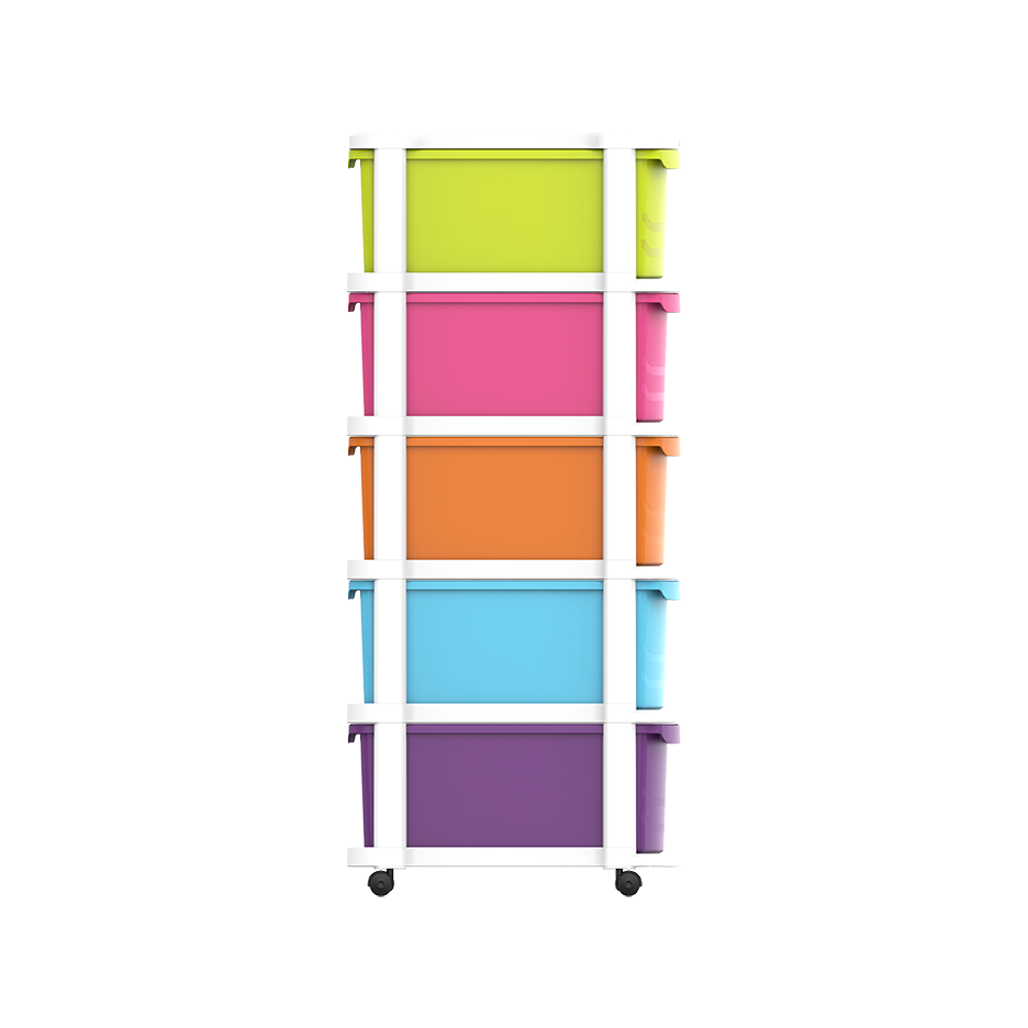5 Tiers Multipurpose Storage Cabinet with Wheels - Cosmoplast Qatar