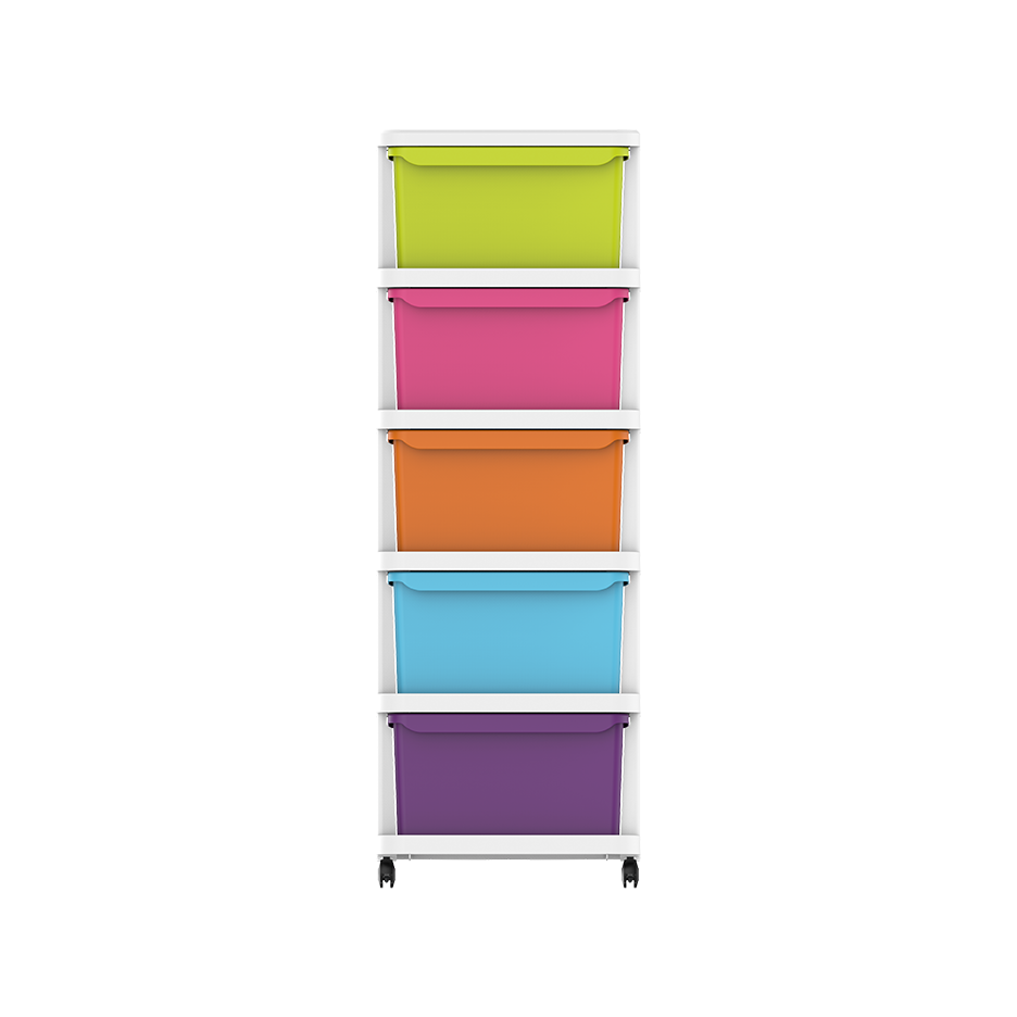 5 Tiers Multipurpose Storage Cabinet with Wheels - Cosmoplast Qatar