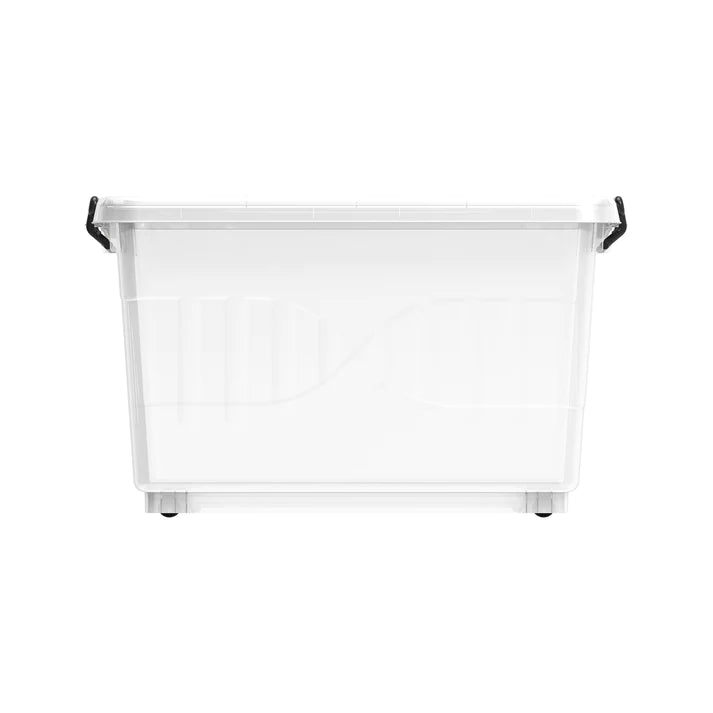 55L Clear Plastic Storage Box with Wheels & Lockable Lid - Cosmoplast Qatar
