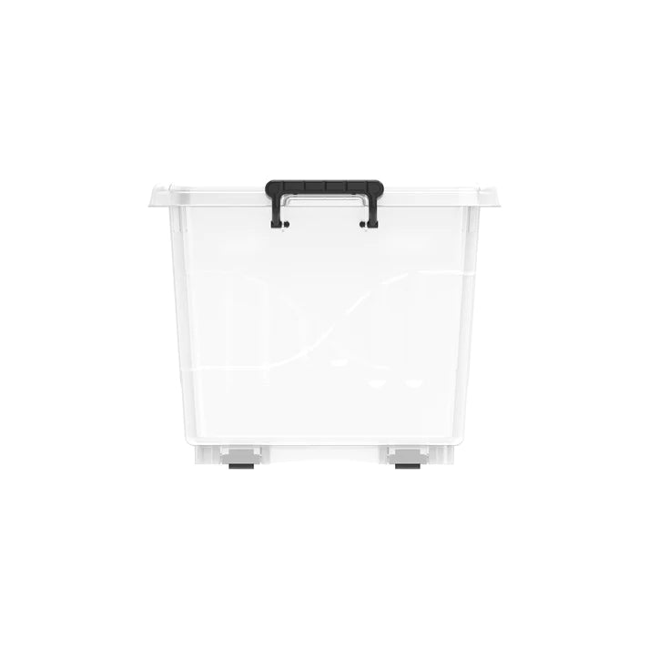55L Clear Plastic Storage Box with Wheels & Lockable Lid - Cosmoplast Qatar