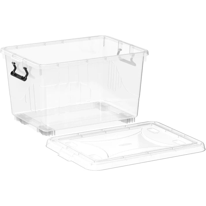 55L Clear Plastic Storage Box with Wheels & Lockable Lid - Cosmoplast Qatar