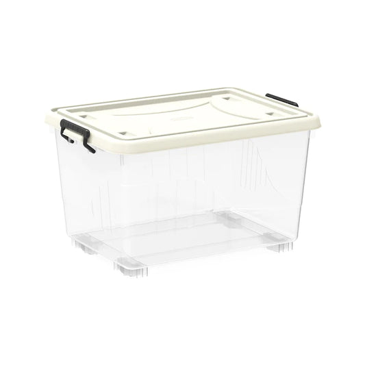 33L Clear Plastic Storage Box with Wheels & Lockable Lid - Cosmoplast Qatar