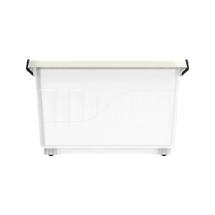 55L Clear Plastic Storage Box with Wheels & Lockable Lid - Cosmoplast Qatar
