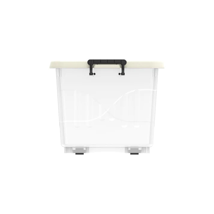 55L Clear Plastic Storage Box with Wheels & Lockable Lid - Cosmoplast Qatar