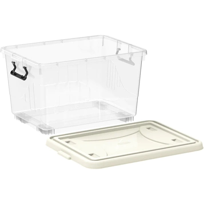 55L Clear Plastic Storage Box with Wheels & Lockable Lid - Cosmoplast Qatar