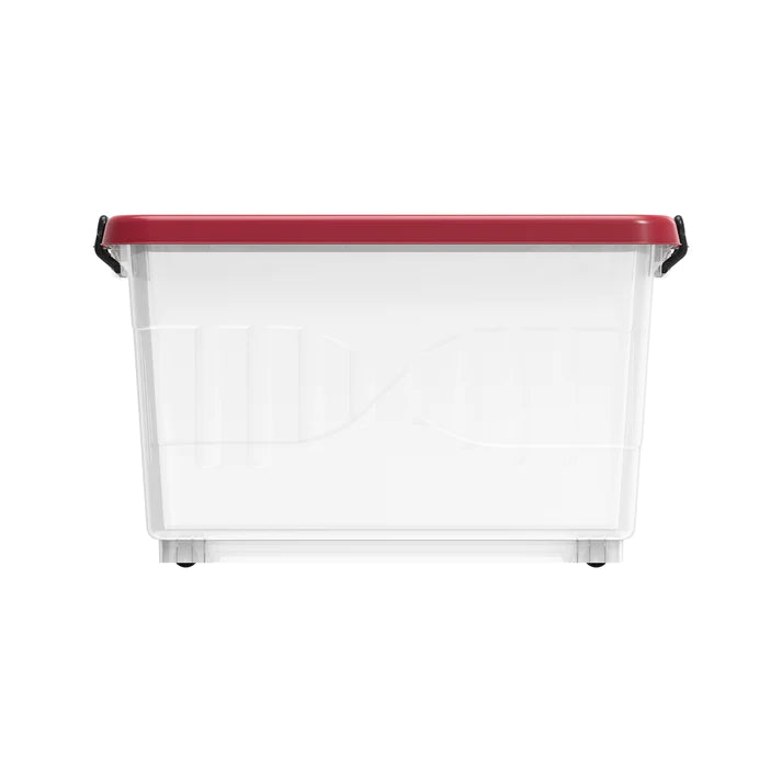 55L Clear Plastic Storage Box with Wheels & Lockable Lid - Cosmoplast Qatar