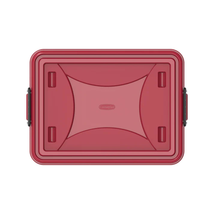 55L Clear Plastic Storage Box with Wheels & Lockable Lid - Cosmoplast Qatar