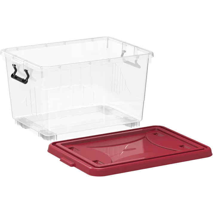 55L Clear Plastic Storage Box with Wheels & Lockable Lid - Cosmoplast Qatar