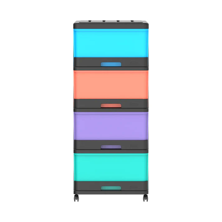 4 Tiers Storage Cabinet with Drawers & Wheels - Cosmoplast Qatar