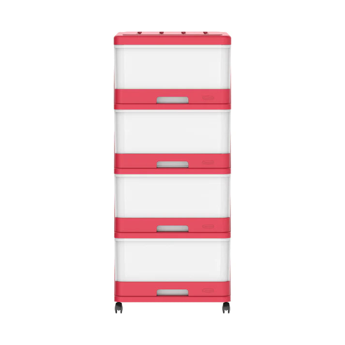4 Tiers Storage Cabinet with Drawers & Wheels - Cosmoplast Qatar