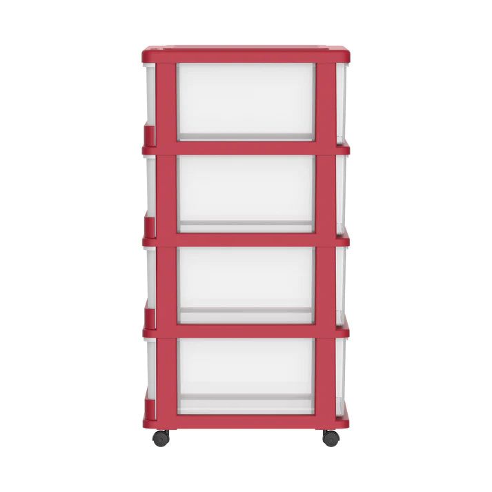 4 Tiers Storage Cabinet with Drawers & Wheels - Cosmoplast Qatar
